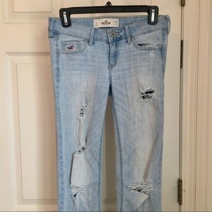 Hollister Light Wash Ripped Flare Jeans